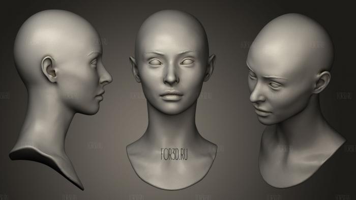 Female Head 14 stl model for CNC